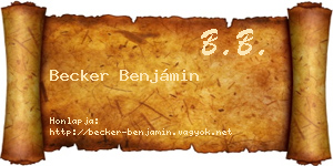 Becker Benjámin névjegykártya
